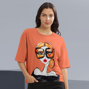 Women Graphic Printed Round Neck Cotton Oversized T-Shirt