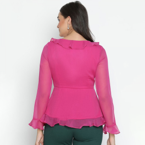 Women Solid V-Neck Top